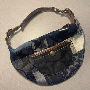 Vintage Coach patchwork crescent bag